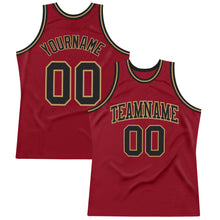 Load image into Gallery viewer, Custom Maroon Black-Old Gold Authentic Throwback Basketball Jersey
