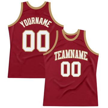 Custom Maroon White-Old Gold Authentic Throwback Basketball Jersey