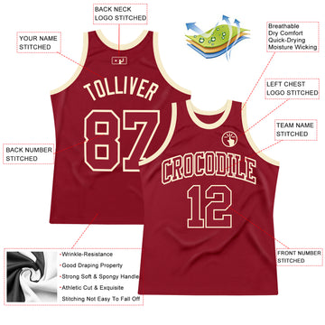 Custom Maroon Maroon-Cream Authentic Throwback Basketball Jersey