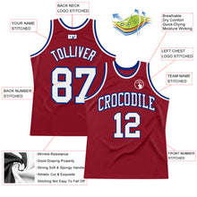 Load image into Gallery viewer, Custom Maroon White-Royal Authentic Throwback Basketball Jersey
