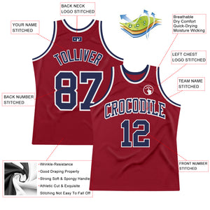 Custom Maroon Navy-White Authentic Throwback Basketball Jersey