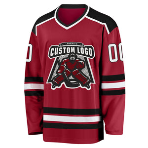 Custom Maroon White-Black Hockey Jersey