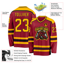 Load image into Gallery viewer, Custom Maroon Gold-Black Hockey Jersey
