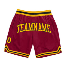 Load image into Gallery viewer, Custom Maroon Gold-Black Authentic Throwback Basketball Shorts
