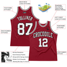 Load image into Gallery viewer, Custom Maroon White-Black Authentic Throwback Basketball Jersey
