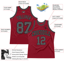 Load image into Gallery viewer, Custom Maroon Steel Gray-Black Authentic Throwback Basketball Jersey
