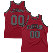 Load image into Gallery viewer, Custom Maroon Steel Gray-Black Authentic Throwback Basketball Jersey
