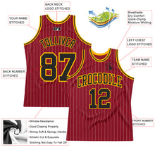 Load image into Gallery viewer, Custom Maroon White Pinstripe Black-Gold Authentic Basketball Jersey
