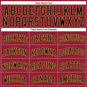 Custom Maroon White Pinstripe Black-Gold Authentic Basketball Jersey
