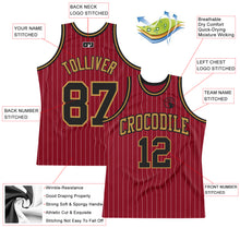 Load image into Gallery viewer, Custom Maroon White Pinstripe Black-Old Gold Authentic Basketball Jersey

