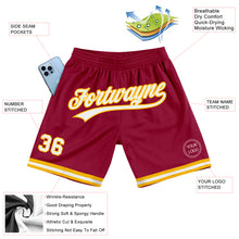 Load image into Gallery viewer, Custom Maroon White-Gold Authentic Throwback Basketball Shorts
