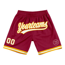 Load image into Gallery viewer, Custom Maroon White-Gold Authentic Throwback Basketball Shorts
