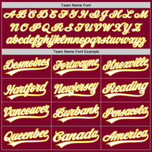 Load image into Gallery viewer, Custom Maroon White-Gold Authentic Throwback Baseball Jersey
