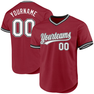 Custom Maroon Black-Gray Authentic Throwback Baseball Jersey