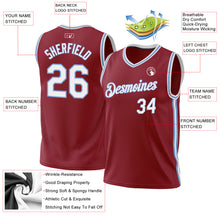 Load image into Gallery viewer, Custom Maroon White-Light Blue Authentic Throwback Basketball Jersey
