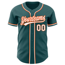 Load image into Gallery viewer, Custom Midnight Green White-Orange Authentic Baseball Jersey
