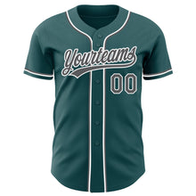 Load image into Gallery viewer, Custom Midnight Green Steel Gray-White Authentic Baseball Jersey
