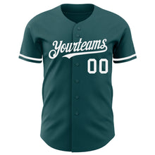 Load image into Gallery viewer, Custom Midnight Green White Authentic Baseball Jersey

