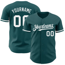 Load image into Gallery viewer, Custom Midnight Green White Authentic Baseball Jersey
