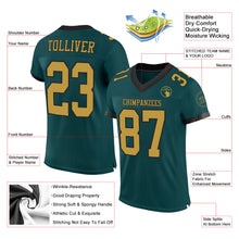 Load image into Gallery viewer, Custom Midnight Green Old Gold-Black Mesh Authentic Football Jersey
