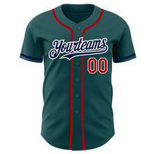 Load image into Gallery viewer, Custom Midnight Green Navy-Red Authentic Baseball Jersey
