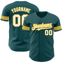 Load image into Gallery viewer, Custom Midnight Green White-Gold Authentic Baseball Jersey
