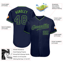 Load image into Gallery viewer, Custom Navy Navy-Neon Green Authentic Baseball Jersey
