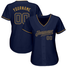 Load image into Gallery viewer, Custom Navy Navy-Old Gold Authentic Baseball Jersey
