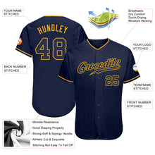 Load image into Gallery viewer, Custom Navy Navy-Gold Authentic Baseball Jersey
