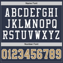 Load image into Gallery viewer, Custom Navy Old Gold-White Mesh Authentic Throwback Football Jersey
