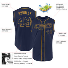 Load image into Gallery viewer, Custom Navy Navy-Old Gold Authentic Sleeveless Baseball Jersey
