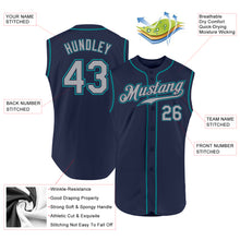 Load image into Gallery viewer, Custom Navy Gray-Teal Authentic Sleeveless Baseball Jersey
