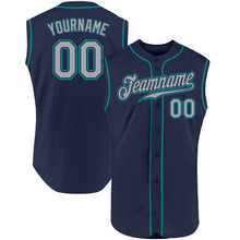 Load image into Gallery viewer, Custom Navy Gray-Teal Authentic Sleeveless Baseball Jersey
