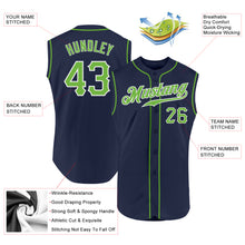 Load image into Gallery viewer, Custom Navy Neon Green-White Authentic Sleeveless Baseball Jersey
