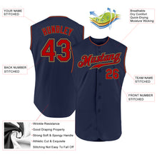 Load image into Gallery viewer, Custom Navy Red-Old Gold Authentic Sleeveless Baseball Jersey

