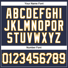 Load image into Gallery viewer, Custom Navy White-Gold Authentic Sleeveless Baseball Jersey
