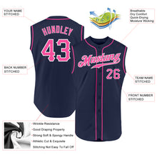 Load image into Gallery viewer, Custom Navy Pink-White Authentic Sleeveless Baseball Jersey
