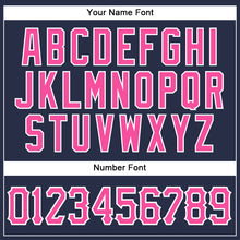 Load image into Gallery viewer, Custom Navy Pink-White Authentic Sleeveless Baseball Jersey
