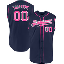 Load image into Gallery viewer, Custom Navy Pink-White Authentic Sleeveless Baseball Jersey

