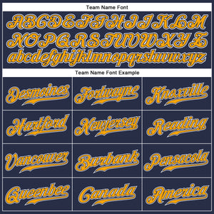 Custom Navy Gold-White Authentic Sleeveless Baseball Jersey