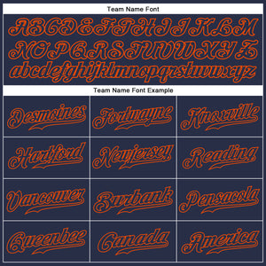 Custom Navy Navy-Orange Authentic Sleeveless Baseball Jersey