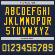 Load image into Gallery viewer, Custom Navy Gold-Light Blue Authentic Baseball Jersey
