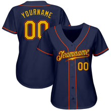 Load image into Gallery viewer, Custom Navy Gold-Orange Authentic Baseball Jersey
