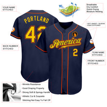 Load image into Gallery viewer, Custom Navy Gold-Orange Authentic Baseball Jersey
