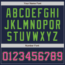 Load image into Gallery viewer, Custom Navy Pink-Neon Green Authentic Baseball Jersey
