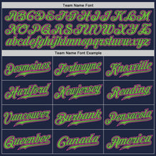 Load image into Gallery viewer, Custom Navy Pink-Neon Green Authentic Baseball Jersey
