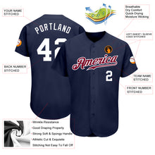 Load image into Gallery viewer, Custom Navy White-Maroon Authentic Baseball Jersey
