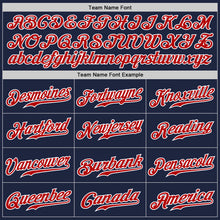 Load image into Gallery viewer, Custom Navy Red Pinstripe Red-White Authentic Baseball Jersey
