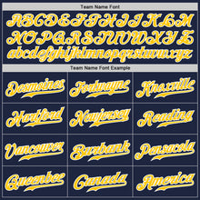 Load image into Gallery viewer, Custom Navy Gold Pinstripe Gold-White Authentic Baseball Jersey
