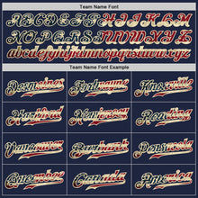 Load image into Gallery viewer, Custom Navy White Pinstripe Vintage USA Flag-Cream Authentic Baseball Jersey
